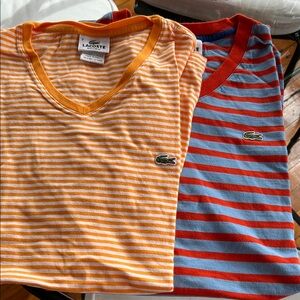 Lacoste Orange and Blue Striped Tees